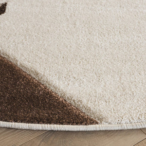 Safavieh Hollywood Geometric Round Area Rug Ivory Brown Plush Polypropylene Living Room Accent HLW709E-7R