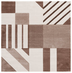 Safavieh Hollywood Geometric Ivory Brown Power Loomed Polypropylene Square Area Rug for Modern Rooms HLW709E-7SQ
