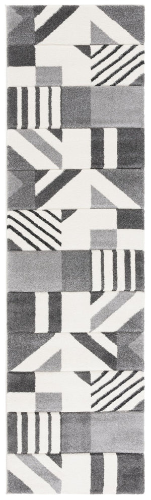 Safavieh Hollywood Geometric Polypropylene Runner Rug for Hallways and Entryways in Ivory Grey HLW709F-28