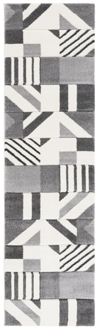 Safavieh Hollywood Geometric Polypropylene Runner Rug for Hallways and Entryways in Ivory Grey HLW709F-28
