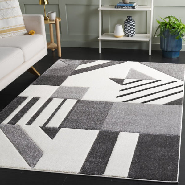 Safavieh Hollywood Geometric Polypropylene Area Rug Turkish Woven Ivory Grey Living Room Floor HLW709F-5