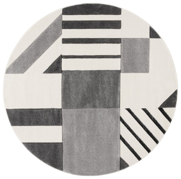Safavieh Hollywood Geometric Round Polypropylene Rug Power Loomed for Modern Living Spaces HLW709F-7R