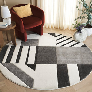 Safavieh Hollywood Geometric Round Polypropylene Rug Power Loomed for Modern Living Spaces HLW709F-7R