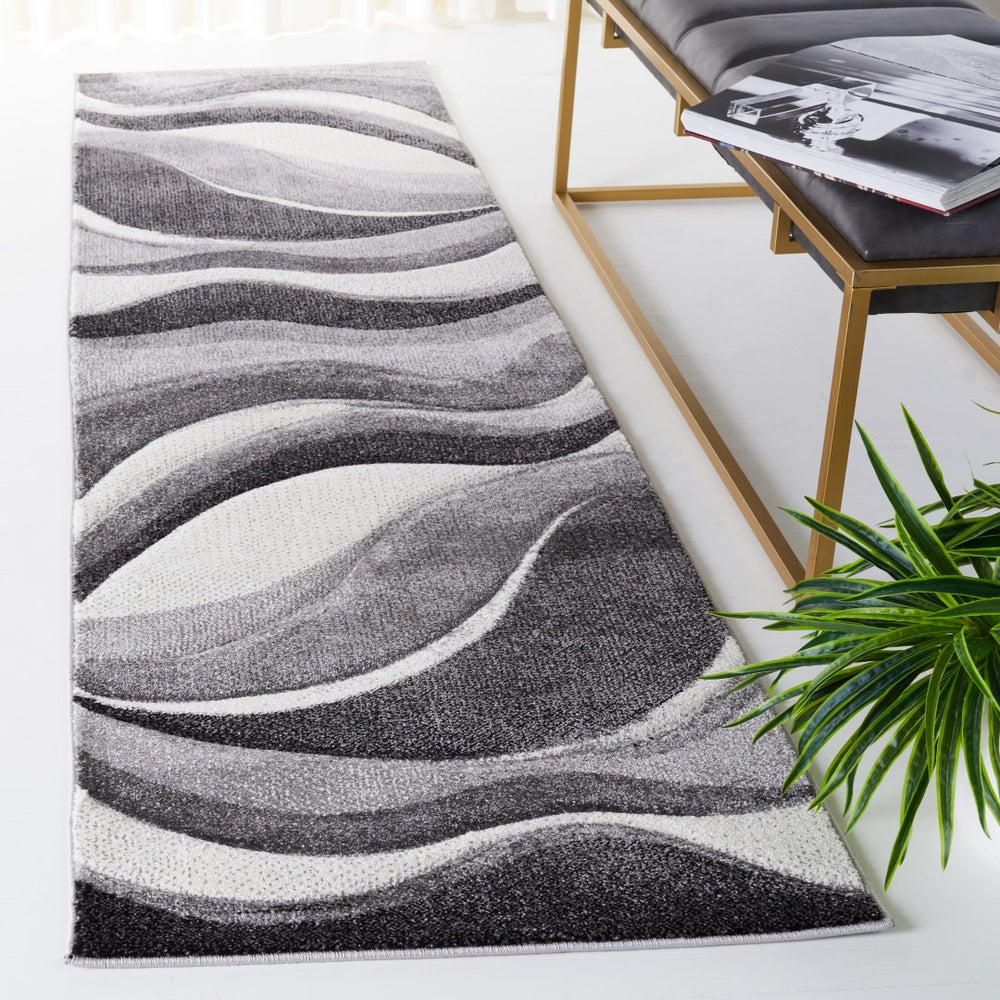 Safavieh Hollywood Contemporary Abstract Turkish Runner Rug - Chic Design For Hallways And Entryways Grey ,Ivory Polypropylene Hlw766g-210