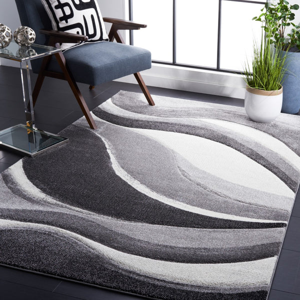 Safavieh Hollywood Contemporary Abstract Turkish Runner Rug - Chic Design For Hallways And Entryways Grey ,Ivory Polypropylene Hlw766g-210