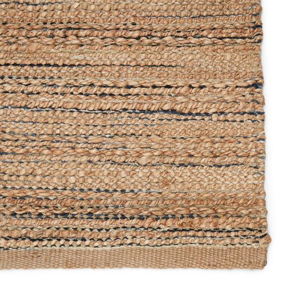 Jaipur Living Himalaya Canterbury Hm13 Handwoven Handmade 70% Jute 30% Rayon Solids Solid Indoor Rug Tan, Navy 70% Jute 30% Rayon, 100% Cotton Rug134566
