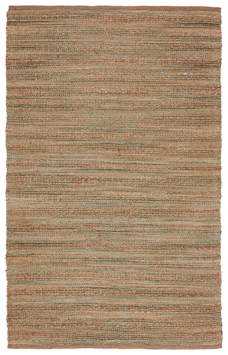 Jaipur Living Himalaya Canterbury Hm15 Handwoven Handmade 70% Jute 30% Rayon Solids Stripes Indoor Rug Tan, Green 70% Jute 30% Rayon, 100% Cotton Rug134572