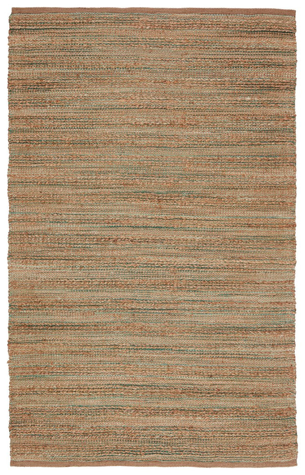 Jaipur Living Himalaya Canterbury Hm15 Handwoven Handmade 70% Jute 30% Rayon Solids Stripes Indoor Rug Tan, Green 70% Jute 30% Rayon, 100% Cotton Rug134572