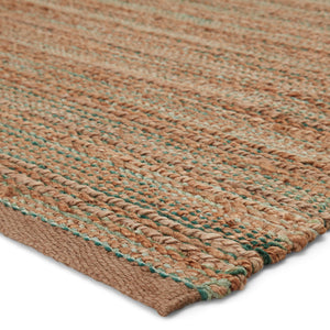 Jaipur Living Himalaya Canterbury Hm15 Handwoven Handmade 70% Jute 30% Rayon Solids Stripes Indoor Rug Tan, Green 70% Jute 30% Rayon, 100% Cotton Rug134572