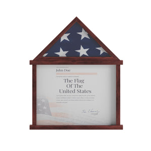 English Elm Quincy Flag and Certificate Display Case - Handcrafted Solid Pine Wood Shadow Box for Tribute Showcasing Mahogany 18.5"W x 3.5"D x 22.5"H HMHD-22M142Y-MHG-GG