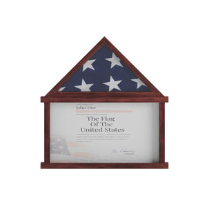 English Elm Quincy Flag and Certificate Display Case - Handcrafted Solid Pine Wood Shadow Box for Tribute Showcasing Mahogany 26.5"W x 4.5"D x 26.5"H HMHD-22M192Y-MHG-GG