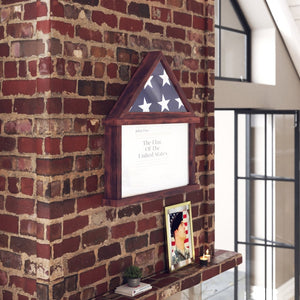 English Elm Quincy Flag and Certificate Display Case - Handcrafted Solid Pine Wood Shadow Box for Tribute Showcasing Mahogany 26.5"W x 4.5"D x 26.5"H HMHD-22M192Y-MHG-GG