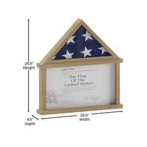 English Elm Quincy Flag and Certificate Display Case - Handcrafted Solid Pine Wood Shadow Box for Tribute Showcasing Weathered 26.5"W x 4.5"D x 26.5"H HMHD-22M192Y-WEATH-GG
