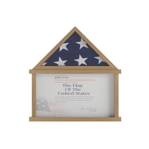 English Elm Quincy Flag and Certificate Display Case - Handcrafted Solid Pine Wood Shadow Box for Tribute Showcasing Weathered 26.5"W x 4.5"D x 26.5"H HMHD-22M192Y-WEATH-GG