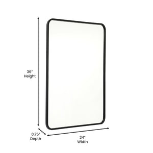 English Elm Jada Decorative Wall Mirror - Sleek Modern Design for Bathrooms, Living Rooms, Vertical or Horizontal Use Matte Black 24"W x 36"L HMHD-22M199YBN-BK-GG