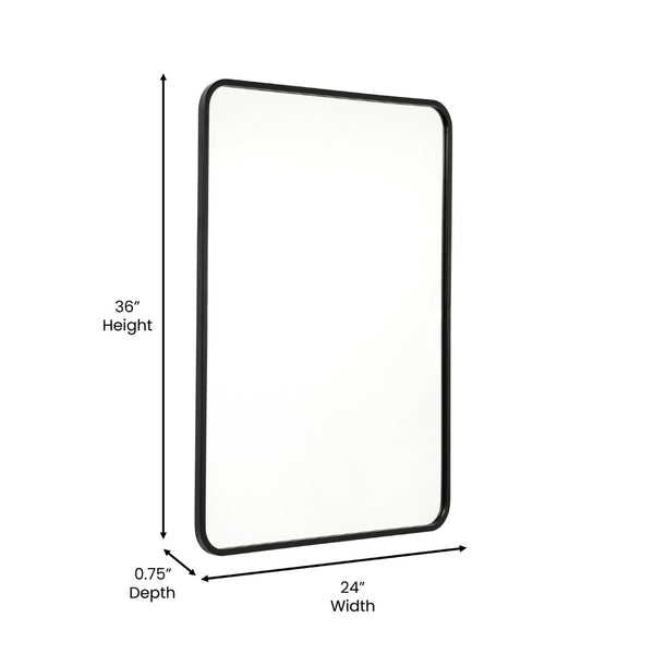 English Elm Jada Decorative Wall Mirror - Sleek Modern Design for Bathrooms, Living Rooms, Vertical or Horizontal Use Matte Black 24"W x 36"L HMHD-22M199YBN-BK-GG