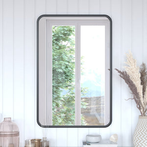 English Elm Jada Decorative Wall Mirror - Sleek Modern Design for Bathrooms, Living Rooms, Vertical or Horizontal Use Matte Black 24"W x 36"L HMHD-22M199YBN-BK-GG