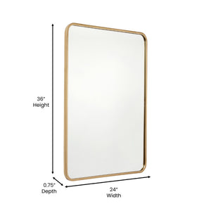English Elm Jada Decorative Wall Mirror - Sleek Modern Design for Bathrooms, Living Rooms, Vertical or Horizontal Use Matte Gold 24"W x 36"L HMHD-22M199YBN-GD-GG