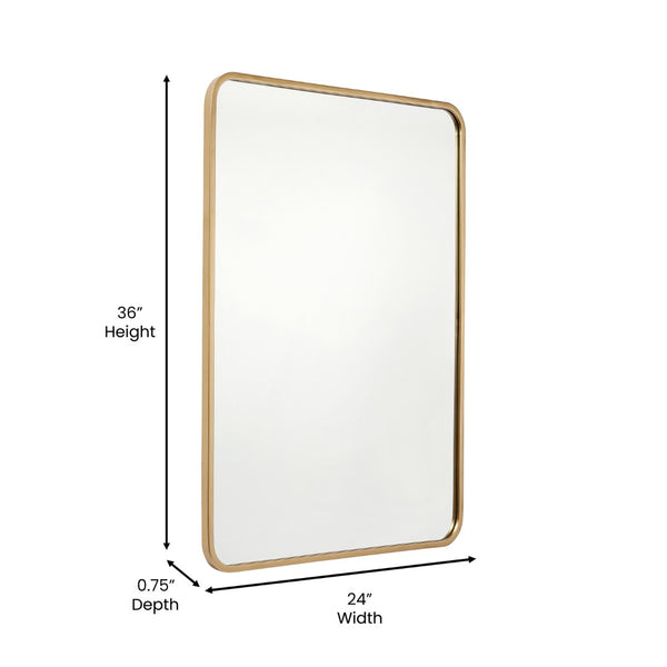 English Elm Jada Decorative Wall Mirror - Sleek Modern Design for Bathrooms, Living Rooms, Vertical or Horizontal Use Matte Gold 24"W x 36"L HMHD-22M199YBN-GD-GG