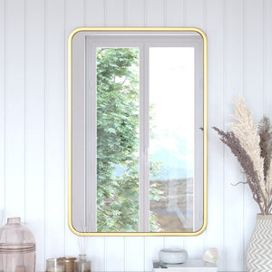 English Elm Jada Decorative Wall Mirror - Sleek Modern Design for Bathrooms, Living Rooms, Vertical or Horizontal Use Matte Gold 24"W x 36"L HMHD-22M199YBN-GD-GG
