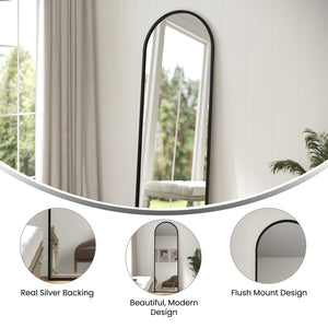 English Elm Mila 22"x65" Arched Metal Framed Wall Mirror - Modern Minimalist Design for Stylish Home Decor HMHD-23M009YBN-BLK-GG