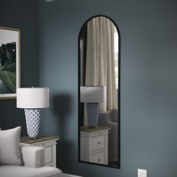 English Elm Mila 22"x65" Arched Metal Framed Wall Mirror - Modern Minimalist Design for Stylish Home Decor HMHD-23M009YBN-BLK-GG