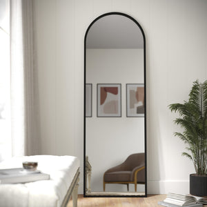 English Elm Mila 22"x65" Arched Metal Framed Wall Mirror - Modern Minimalist Design for Stylish Home Decor HMHD-23M009YBN-BLK-GG