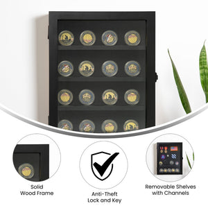 English Elm Maverick 11x14 Solid Pine Medals Display Case with Removable Shelves for Cherished Keepsakes Black HMHD-23M014YBN1-BLK-1114-GG