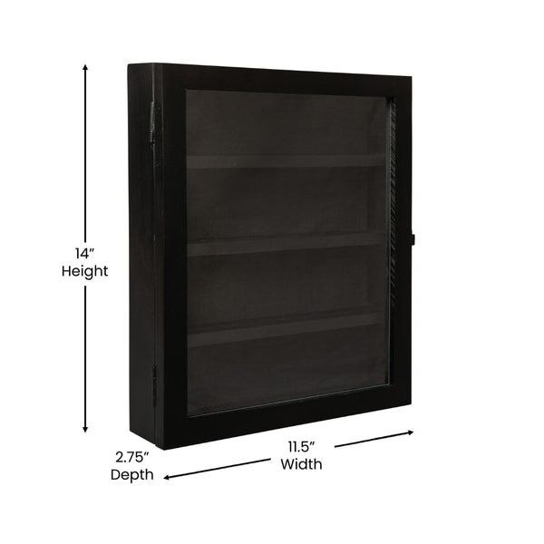 English Elm Maverick 11x14 Solid Pine Medals Display Case with Removable Shelves for Cherished Keepsakes Black HMHD-23M014YBN1-BLK-1114-GG