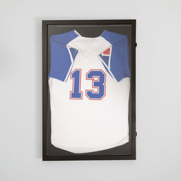 English Elm Banks 24x36 Jersey Display Case with Premium Pine Frame, UV Protection, Velvet Backing & Security Lock Black HMHD-23M099YBN-BLK-2436-GG