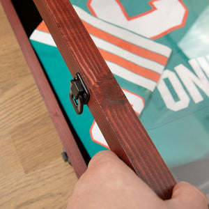 English Elm Banks 24x36 Jersey Display Case with Premium Pine Frame, UV Protection, Velvet Backing & Security Lock Mahogany HMHD-23M099YBN-MHG-2436-GG