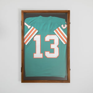 English Elm Banks 24x36 Jersey Display Case with Premium Pine Frame, UV Protection, Velvet Backing & Security Lock Rustic Brown HMHD-23M099YBN-RSTBRN-2436-GG