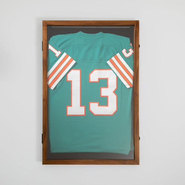 English Elm Banks 24x36 Jersey Display Case with Premium Pine Frame, UV Protection, Velvet Backing & Security Lock Rustic Brown HMHD-23M099YBN-RSTBRN-2436-GG