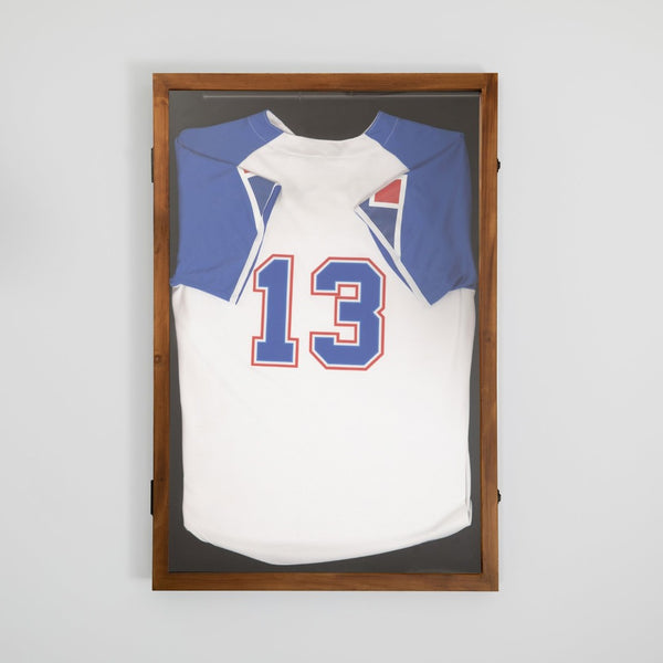 English Elm Banks 24x36 Jersey Display Case with Premium Pine Frame, UV Protection, Velvet Backing & Security Lock Rustic Brown HMHD-23M099YBN-RSTBRN-2436-GG