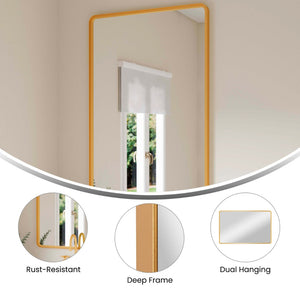 English Elm Ava 48-Inch Deep Framed Wall Mirror - Modern Accent for Brightening Bathrooms, Entryways & More Gold 30"W x 48"L HMHD-24M004YBN-GLD-GG
