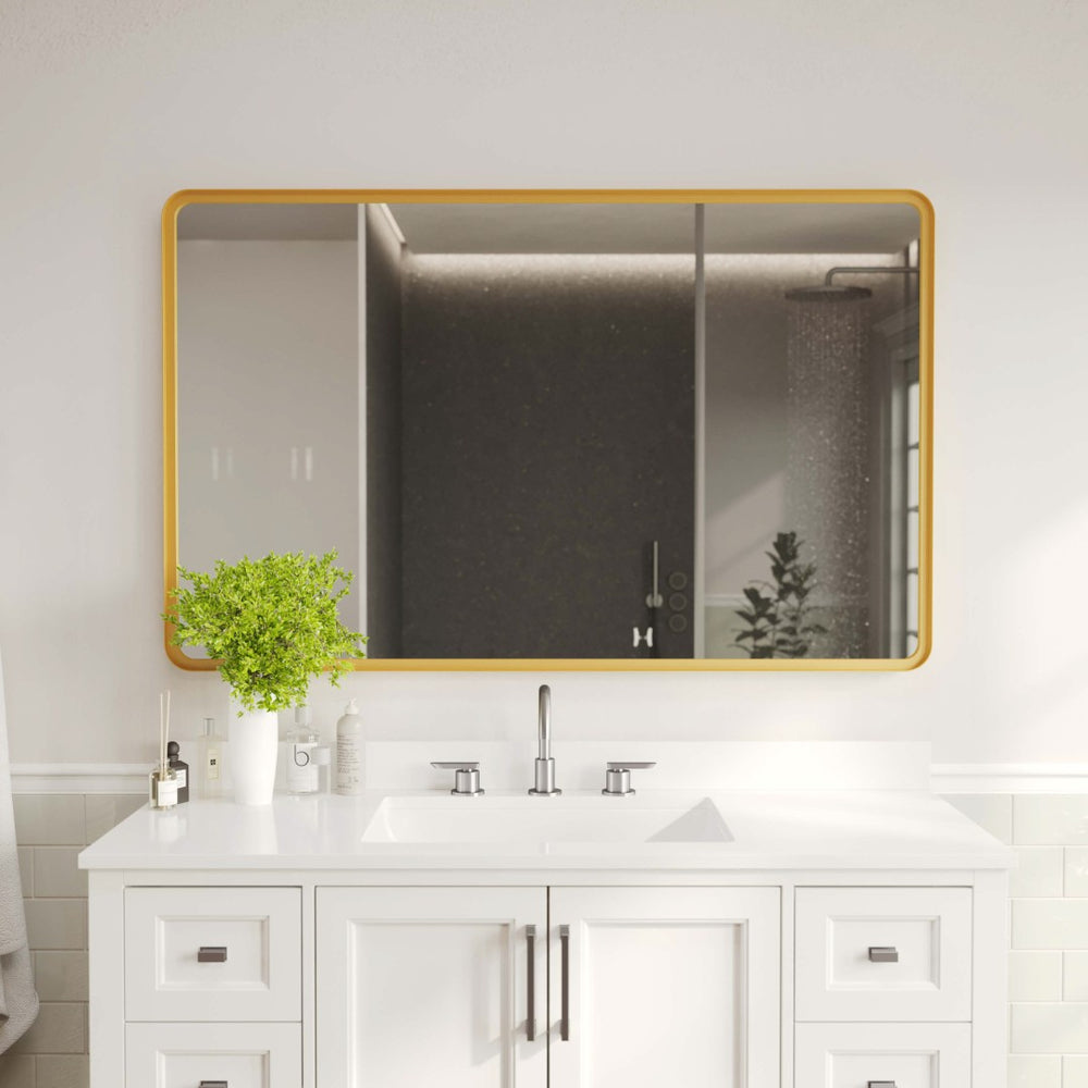 English Elm Ava 48-Inch Deep Framed Wall Mirror - Modern Accent for Brightening Bathrooms, Entryways & More Gold 30"W x 48"L HMHD-24M004YBN-GLD-GG