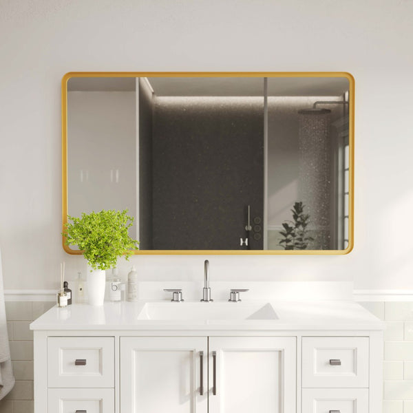 English Elm Ava 48-Inch Deep Framed Wall Mirror - Modern Accent for Brightening Bathrooms, Entryways & More Gold 30"W x 48"L HMHD-24M004YBN-GLD-GG
