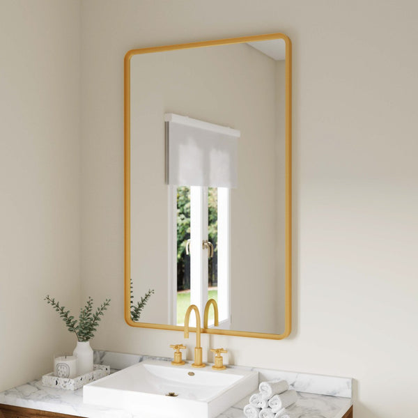 English Elm Ava 48-Inch Deep Framed Wall Mirror - Modern Accent for Brightening Bathrooms, Entryways & More Gold 30"W x 48"L HMHD-24M004YBN-GLD-GG