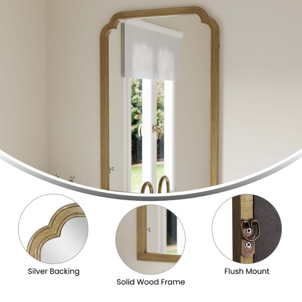 English Elm Efie Large Accent Wall Mirror with Solid Wood Frame – Ideal for Brightening Any Room Decor Effortlessly Weathered 24"W x 36"L HMHD-24M045YBN-LTNAT-GG