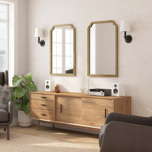English Elm Efie Large Accent Wall Mirror with Solid Wood Frame – Ideal for Brightening Any Room Decor Effortlessly Weathered 24"W x 36"L HMHD-24M045YBN-LTNAT-GG