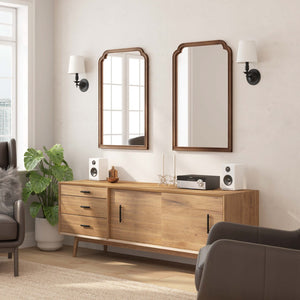 English Elm Efie Large Accent Wall Mirror with Solid Wood Frame – Ideal for Brightening Any Room Decor Effortlessly Rustic Brown 24"W x 36"L HMHD-24M045YBN-RUSTICBRN-GG