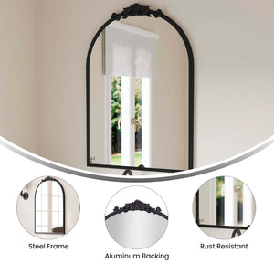 English Elm Esme Traditional Arched Wall Mirror - Elegant Baroque Accent for Home Décor and Easy Installation Black 23.75"W x 34.75"L HMHD-FM23S0793L-BLK-GG
