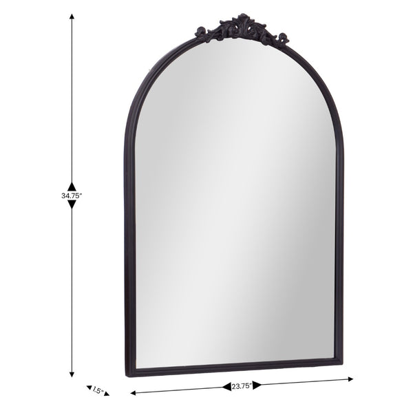 English Elm Esme Traditional Arched Wall Mirror - Elegant Baroque Accent for Home Décor and Easy Installation Black 23.75"W x 34.75"L HMHD-FM23S0793L-BLK-GG