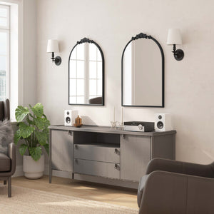 English Elm Esme Traditional Arched Wall Mirror - Elegant Baroque Accent for Home Décor and Easy Installation Black 23.75"W x 34.75"L HMHD-FM23S0793L-BLK-GG