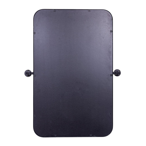 English Elm Finlay 35" x 27" Metal Pivot Wall Mirror - Stylish Tilted Accent for Modern Bathroom Decor Upgrade Black 26.75"W x 34.75"L HMHD-FM24C0056-BLK-GG