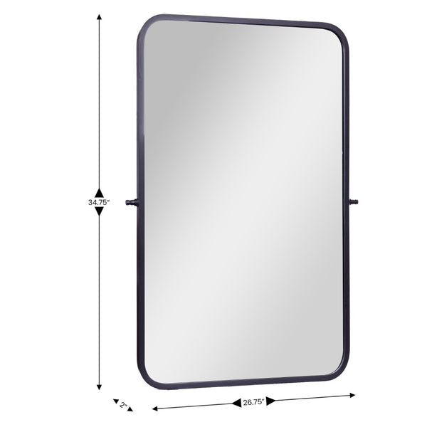 English Elm Finlay 35" x 27" Metal Pivot Wall Mirror - Stylish Tilted Accent for Modern Bathroom Decor Upgrade Black 26.75"W x 34.75"L HMHD-FM24C0056-BLK-GG