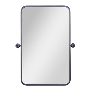 English Elm Finlay 35" x 27" Metal Pivot Wall Mirror - Stylish Tilted Accent for Modern Bathroom Decor Upgrade Black 26.75"W x 34.75"L HMHD-FM24C0056-BLK-GG