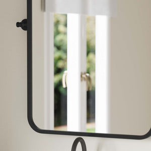 English Elm Finlay 35" x 27" Metal Pivot Wall Mirror - Stylish Tilted Accent for Modern Bathroom Decor Upgrade Black 26.75"W x 34.75"L HMHD-FM24C0056-BLK-GG