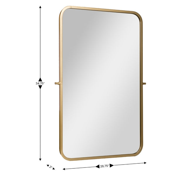 English Elm Finlay 35" x 27" Metal Pivot Wall Mirror - Stylish Tilted Accent for Modern Bathroom Decor Upgrade Gold 26.75"W x 34.75"L HMHD-FM24C0056-GLD-GG