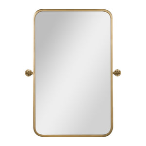 English Elm Finlay 35" x 27" Metal Pivot Wall Mirror - Stylish Tilted Accent for Modern Bathroom Decor Upgrade Gold 26.75"W x 34.75"L HMHD-FM24C0056-GLD-GG